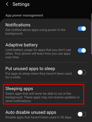 remove sleeping apps to fix spotify stops playing in background