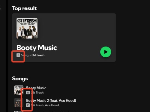 songs labeled with e tag on spotify
