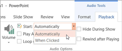 set youtube music to play automatically on powerpoint