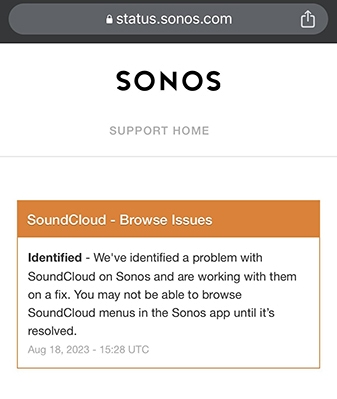 sonos soundcloud not working