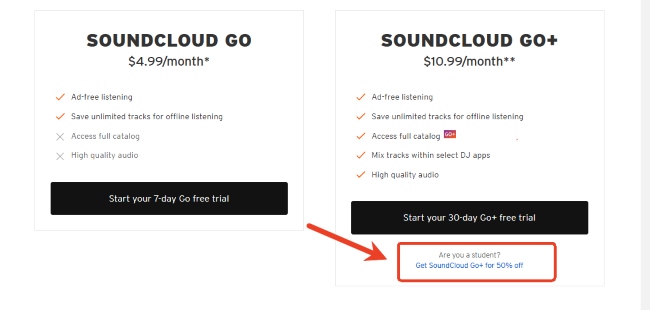 soundcloud student plan