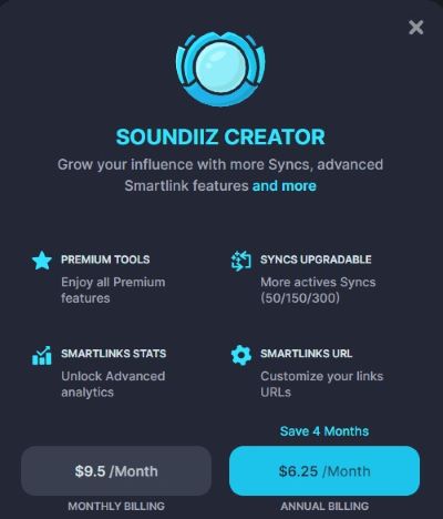 Soundiiz creator plan