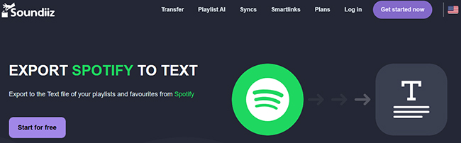 visit soundiiz spotify to text converter