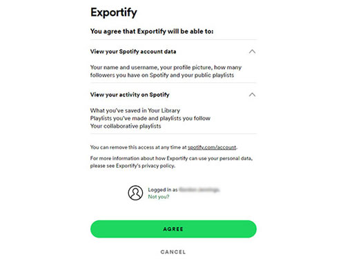 allow exportify to access your spotify