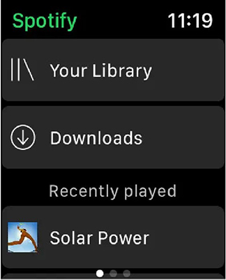 spotify apple watch recently played