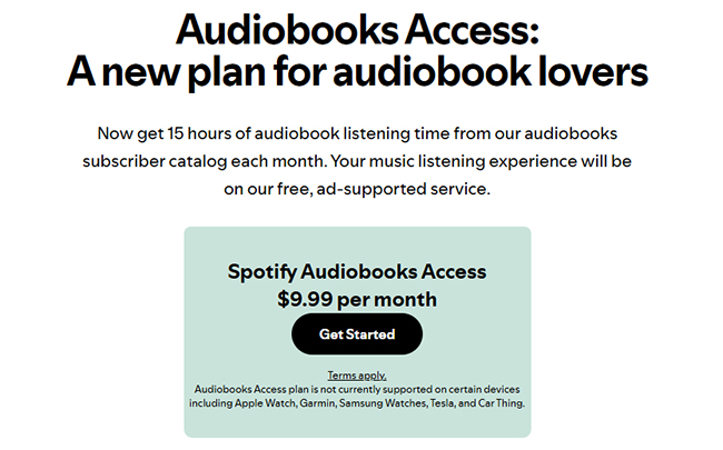 listen to spotify audiobook via audiobook access