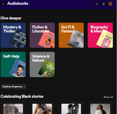find spotify audiobooks features