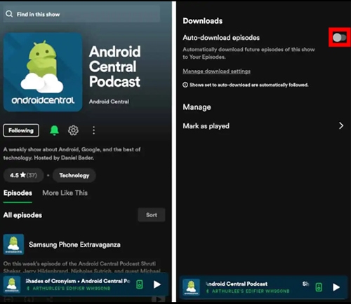 spotify auto download podcast