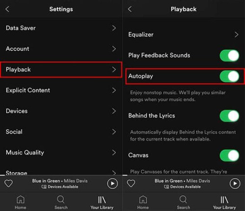 turn off spotify autoplay on mobile to stop spotify from automatically playing