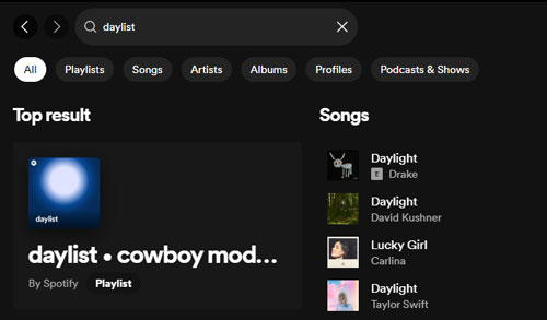 spotify search daylist