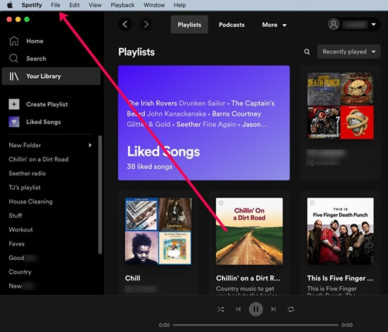 spotify desktop file button