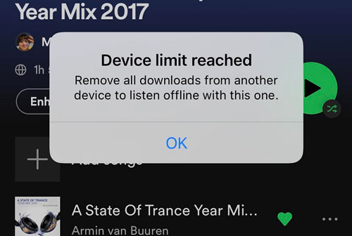 device limit reached on spotify