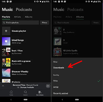 spotify downloads on phone
