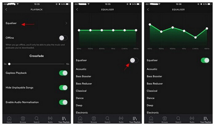 spotify equalizer setting to enhance spotify streaming quality on mobile