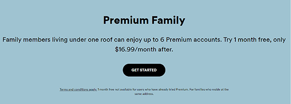 spotify premium family page