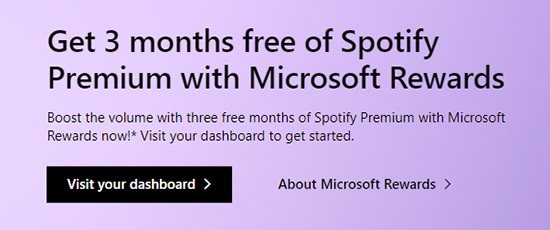 spotify 3 month free trial by microsoft rewards