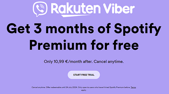 spotify free trial 3 months by rakuten viber