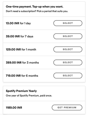 spotify india price