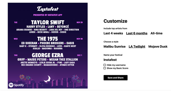 make spotify festival lineup instafest