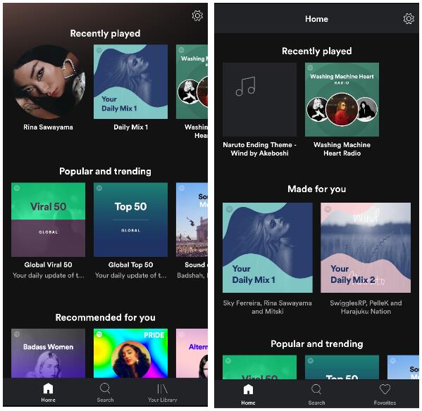 spotify lite main interface