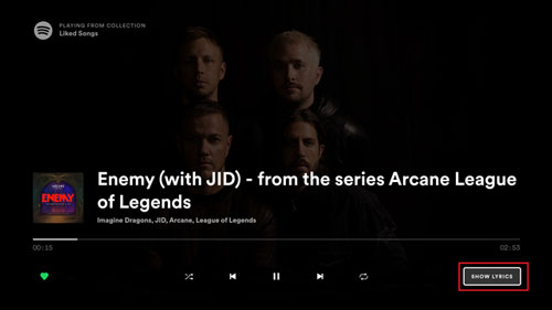 show lyrics on spotify tv app