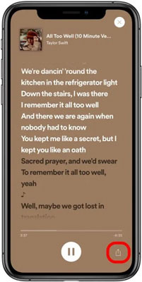 spotify lyrics share icon mobile