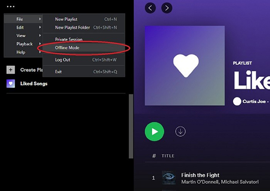 enable spotify offline mode on desktop