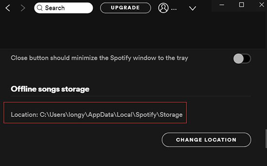spotify offline songs storage windows