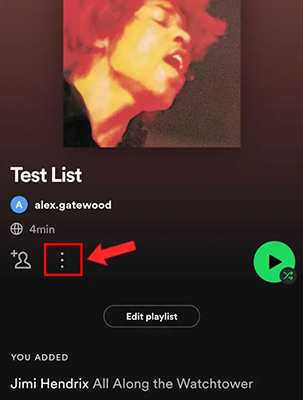 hit on the playlist option