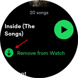 remove spotify playlist from wear os watch