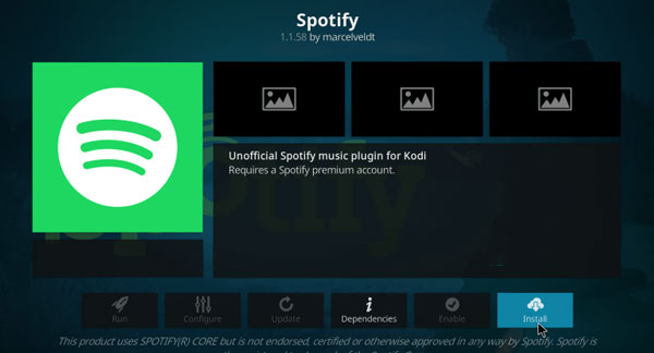 install spotify kodi addon