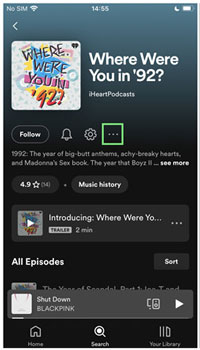 more options on spotify podcast profile page mobile