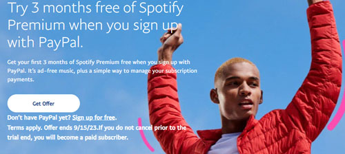 get 3 months free spotify premium account via paypal