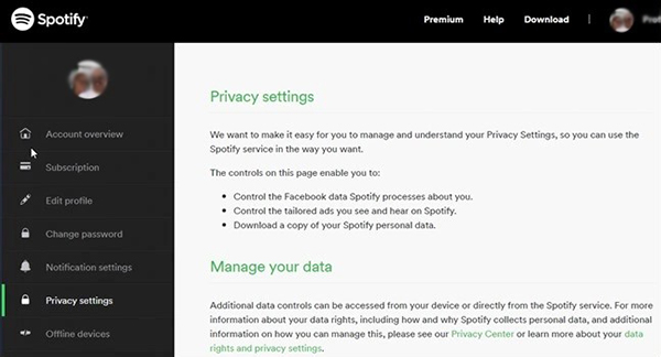 spotify account private settings