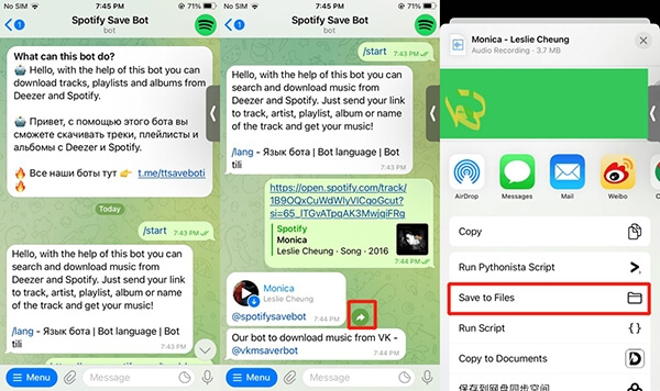 how to download spotify songs using telegram spotify save bot