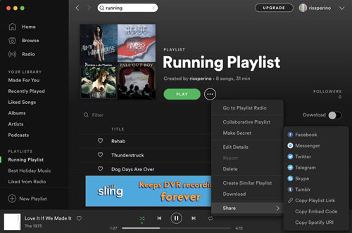 share a playlist on spotify desktop