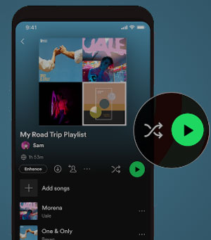 shuffle spotify playlist on mobile