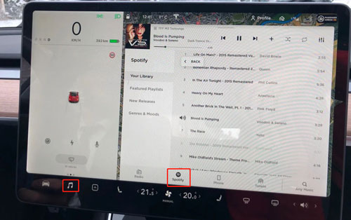 use spotify in tesla via spotify app