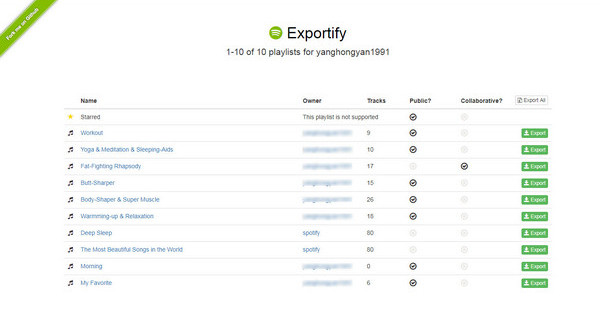 export spotify playlists to excel by exportify