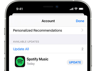 update spotify on app store