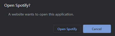 spotify uri popup window on computer