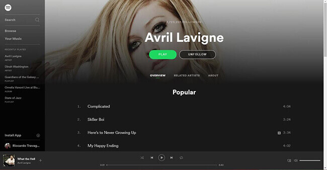 open spotify web player and log in to spotify account