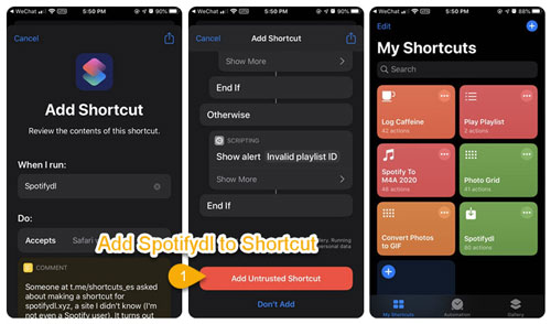 add shortcurs on ios device