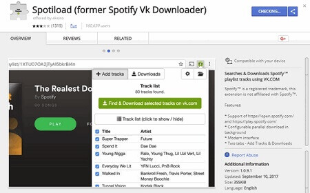 spotiload spotify vk downloader chrome extension