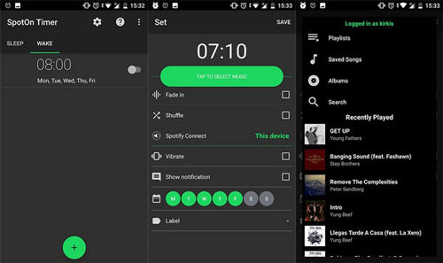 set spotify alarm on android by spoton