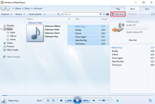 burn audible to cd via windows media player