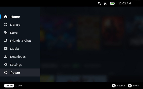 steam deck power option