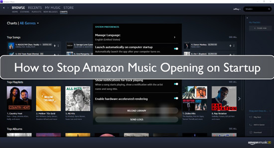 how to stop amazon music from opening on startup