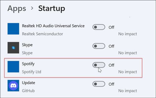 prevent spotify from auto starting on windows