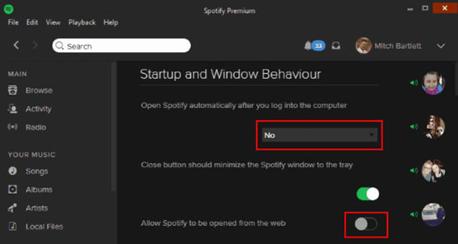 disable spotify on startup from web